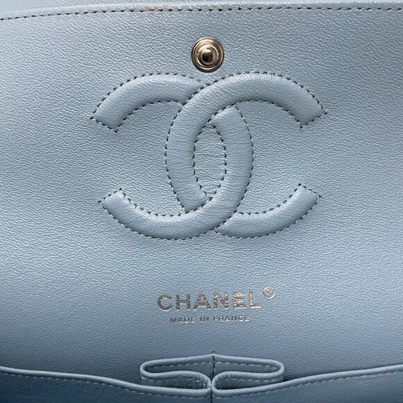 CHANEL19C Blue Braided Tweed Classic Medium Double Flap Bag Silver Hardware - Picture 14 of 14